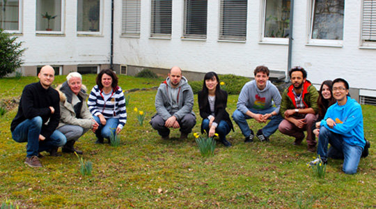 Turck group spring 2015. From left to right: Johan Zicola, Petra Tänzler, Franziska Turck, Fabian Bratzel, Tingting Ning, Alexander Förderer, Emmanuel Tergemina, Lorena Varea Montoro, Yue Zhou.